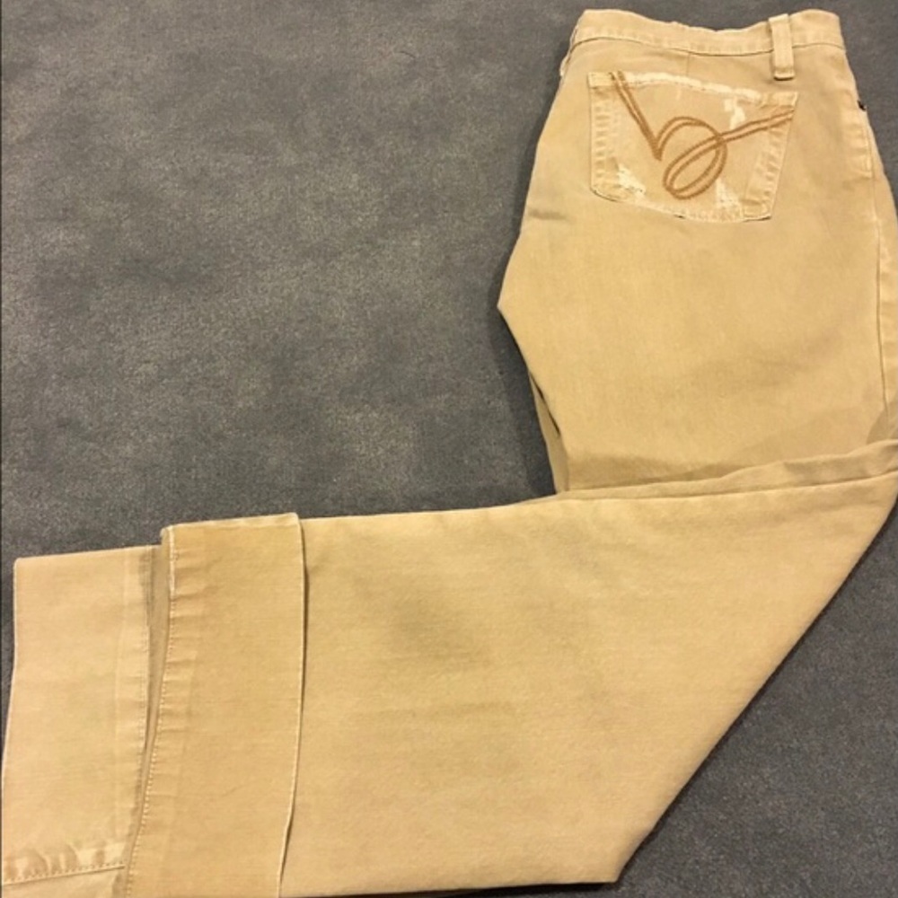 Cropped tan denim pants